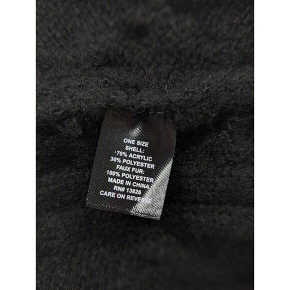 Marcus Adler Women's Black Cable Knit Faux Fur Pom Beanie O/S (MSRP $48) - Picture 3 of 4